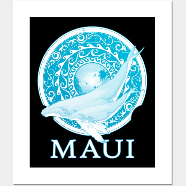 Humpback whales Shield of Maui Wall Art by NicGrayTees